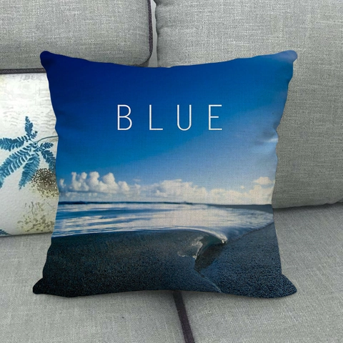 Scenic Linen Throw Pillowcase Cover Ocean Beach Starry Sky Rainbow Digital Print Square Cushion Cover For Sofa Living Room Home Decor