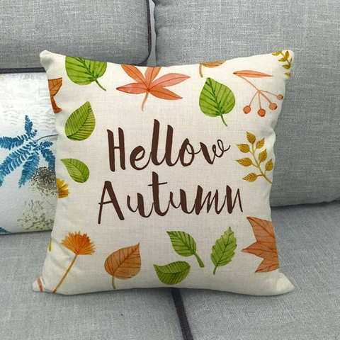 Federa Per Cuscino Raccolto Autunnale Lino Zucca Foglia Di Acero Decorazione Rustica Ringraziamento