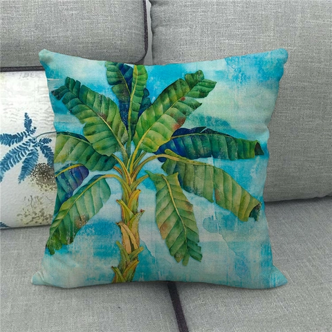Federe Per Cuscini Decorative Lino Palma Tropicale Paesaggio Tramonto Quadrate Per Decorazione Casa E Soggiorno