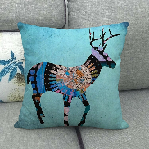 Fodera Per Cuscino Sagoma Animale Misto Lino E Cotone Bohemien Motivo Geometrico Caleidoscopio Federa Divano Moderna