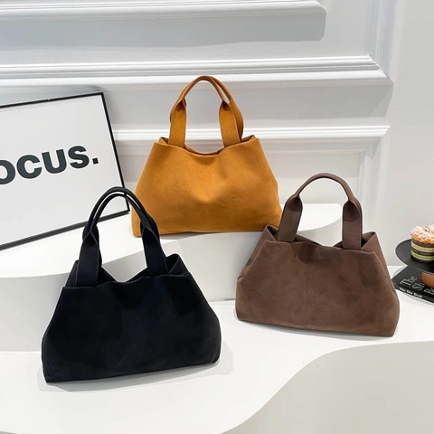 Sac Seau Minimaliste pour Femmes en Suédine Grande Capacité Sac à Main Givré pour le Shopping Quotidien et le Travail Style Coréen