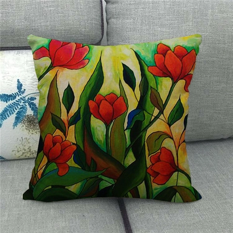 Thanksgiving Autumn Pumpkin Maple Leaf Decorative Linen Pillow Case Artistic Watercolor Floral Throw Cushion Cover For Sofa Home Decor