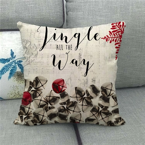 Vrolijk Kerstfeest Linnen Sierkussensloop Decoratieve Vierkante Kussenhoes Bloem Dier Patroon Voor Bank Huis Decoratie Kerstcadeau