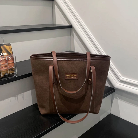 Bolso Tote de Gran Capacidad para Mujer en Paño de Lana Patchwork Retro Minimalista Bolso de Hombro para Oficina y Diario