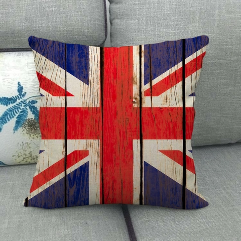 Taie d'Oreiller en Lin Drapeau Britannique Union Jack Vintage Housse de Coussin Carrée Décorative pour Canapé Salon Décoration Maison
