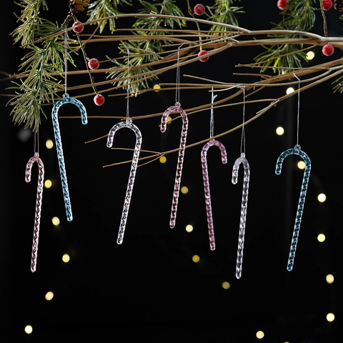 Addobbi Natalizi in Acrilico Trasparente a Forma di Bastoncino di Zucchero Decorazioni a Spirale Torsadée per Albero di Natale Festa Casa Interno Accessorio Decorativo