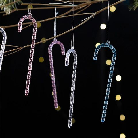 Addobbi Natalizi in Acrilico Trasparente a Forma di Bastoncino di Zucchero Decorazioni a Spirale Torsadée per Albero di Natale Festa Casa Interno Accessorio Decorativo