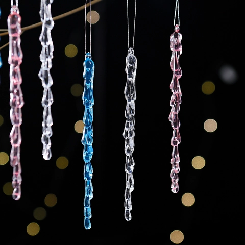 Adornos Colgantes de Icicle de Acrílico Transparente de Navidad Colgantes de Gota de Hielo en Espiral para Árbol