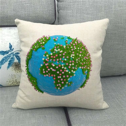 Fodera Per Cuscino Mappa Del Mondo Terra Lino Quadrata Copricuscino Decorativo Per Divano Soggiorno Arredamento Geografia