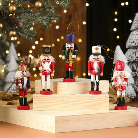 Adornos De Soldado Cascanueces De Navidad Madera Pintada Decoración De Escritorio Colgante Figuras Coloridas Tradicionales