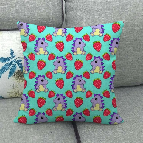 Cartoon Dinosaur Pattern Linen Throw Pillow Case Square Cushion Cover For Sofa Living Room Decor Kids Room Gift