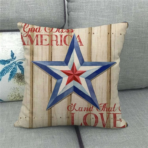 Linen American Flag Decorative Throw Pillow Covers 1776 Independence Day Patriotic Star Stripes Cushion Cover For Sofa Couch Home Decor