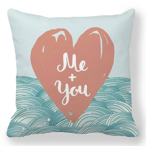 Valentinstag Kissenbezug Leinen Herz Liebe Druck Quadratischer Kissenhülle Für Zuhause Sofa Deko Geschenk