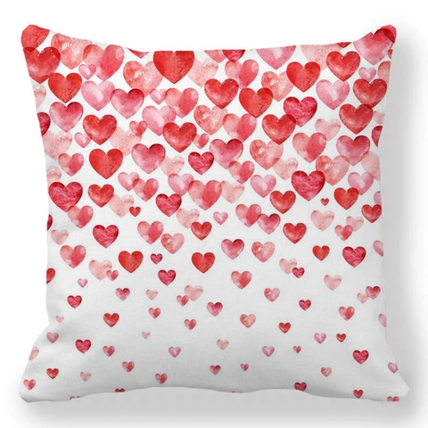Fodera per Cuscino in Lino per San Valentino Motivo Romantico a Cuore Stampa Animale Cartoon Federa Quadrata Decorativa per Divano Casa Camera da Letto