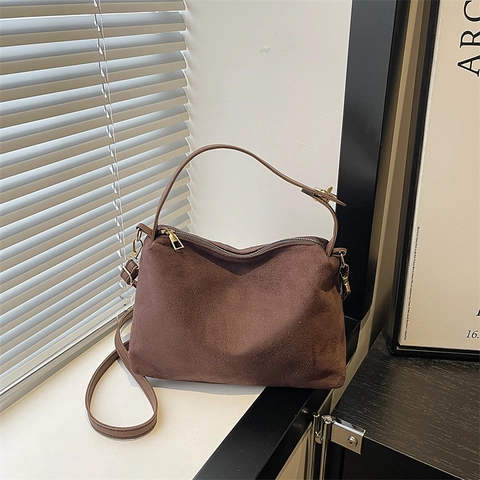 Sac À Épaule En Daim Pour Femmes Sac À Main Vintage En Cuir Dépoli Bandoulière Réglable Style Rétro Quotidien