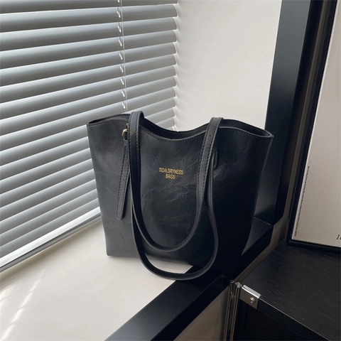 Borsa Tote in Pelle PU Vintage di Grande Capacità per Donna Modello Litchi Borsa a Tracolla Pendolare Pendente a Coniglio Opzionale