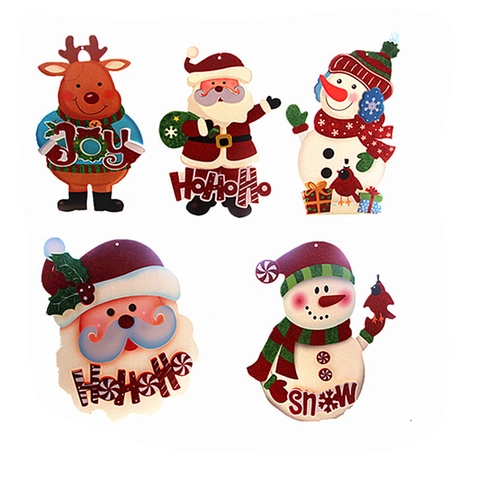 Ornamenti Natalizi da Appendere Adesivi per Porte e Finestre in Carta Glitterata Babbo Natale Renna Pupazzo di Neve Decorazione Casa
