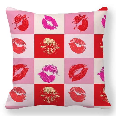 Valentijnsdag Hart Liefde Bloem Bedrukt Vierkant Kussensloop Romantisch Linnen Perzikhuid Sierkussen Hoes Home Sofa Decor Cadeau