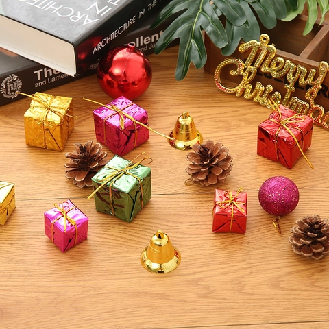 Decorazioni Natalizie Palline Pigne Naturali Mini Scatole Regalo Campanelli Fiocchi Di Velluto Arredo Festivo Casa