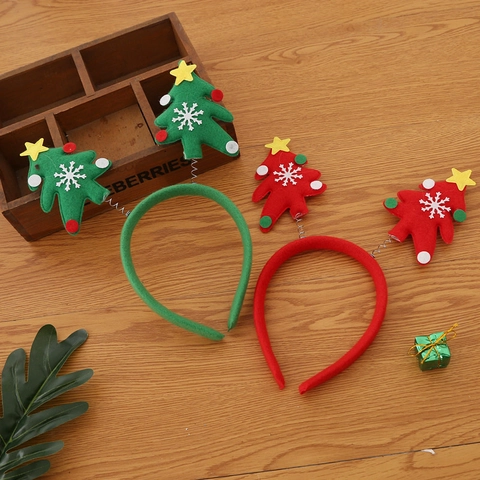 Christmas Tree Headband Spring Antler Festive Hairband Felt Cloth Party Headwear Ornament For Women Kids Holiday Party Decoration
