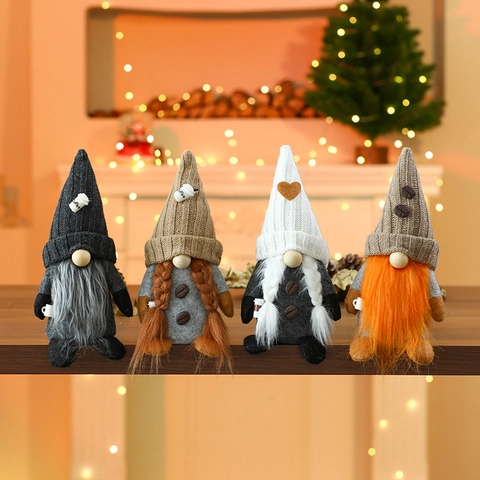 Knitted Coffee Gnome Ornaments Handmade Swedish Tomte With Coffee Bean Cup For Cafe Bar Home Kitchen Table Decoration