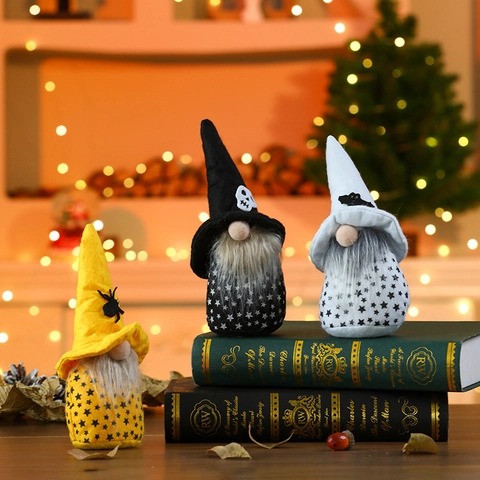 Halloween Gnomes Plush Faceless Dolls Decorations Pointy Witch Hat Spiders Bats Skulls Fabric Home Party Ornament Spooky
