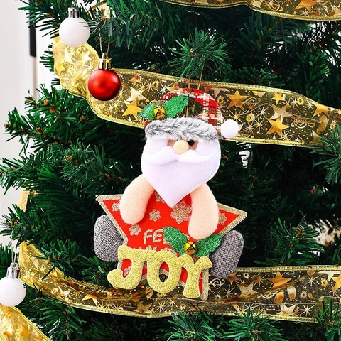 Ciondoli Sospesi per Albero di Natale in Peluche Babbo Natale Renna Pupazzo di Neve Ornamenti Con Scritte Joy Noel Snow