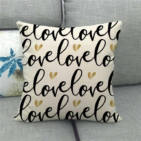 Federa per Cuscino in Lino San Valentino Romantica Cuore Amore Scritta Stampa Copricuscino per Divano Soggiorno Casa Arredamento Regalo