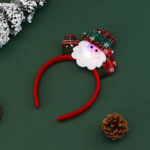 Diadema Navideña Con Luz LED Papá Noel Muñeco De Nieve Reno Oso Cuadros Accesorios Para El Cabello De Fiesta