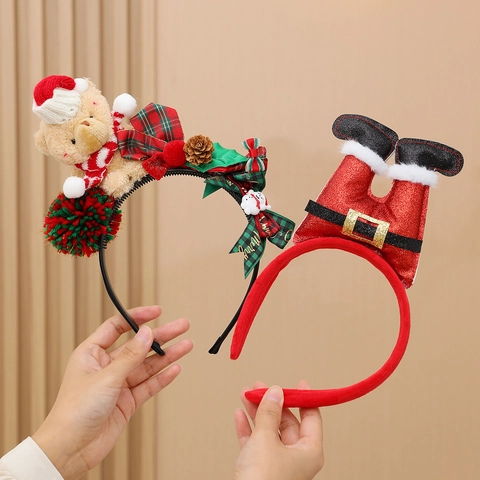 Kerst Hoofdband Pluche Polyester Plastic Lovertjes Beer Kerstman Benen Vakantie Feest Haarversiering