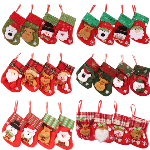 Kleine Nikolausstiefel Geschenktüten Weihnachtsmann Schneemann Rentier Bär Xmas Baum Hängende Dekoration Party Süßigkeitentüte