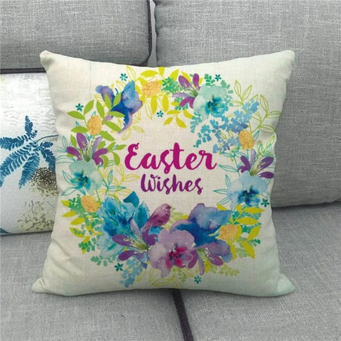 Ostern Hase Eier Leinen Kissenbezug Dekorative Kissenhülle Für Sofa Home Decor Happy Easter Wishes Blumenmuster