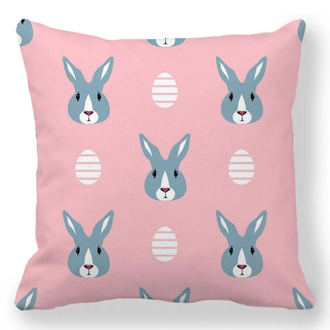 Happy Easter Bunny Egg Printed Decorative Pillowcase Linen Square Cushion Cover For Home Sofa Living Room Holiday Ornament Gift