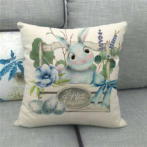 Pasen Paashaas Ei Decoratieve Linnen Kussensloop Rustieke Aquarel Konijn Kussenhoes Voor Woonkamer Sofa Home Decor