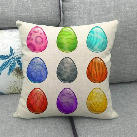 Happy Easter Rabbit Eggs Linen Pillow Case Decorative Cushion Cover For Sofa Home Living Room Pastoral Throw Pillowcase