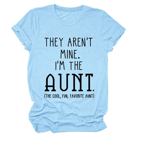 Women's Casual Aunt Slogan Printed T-Shirt Cotton Blend Round Neck Short Sleeve Loose Fit Top Summer Fashion Clothing
