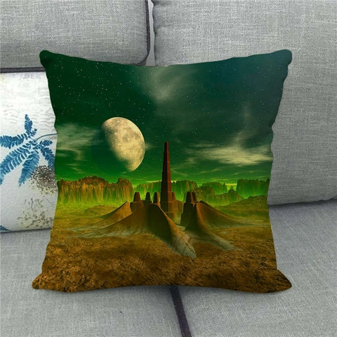 Galaxy Planet Universe Space Landscape Linen Decorative Pillowcase Square Cushion Cover For Sofa Living Room Home Decor