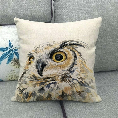 Aquarel Wilde Dieren Tijger Uil Vos Patroon Linnen Kussenhoes Vierkante Decoratieve Kussensloop Voor Sofa Woonkamer Home Decor