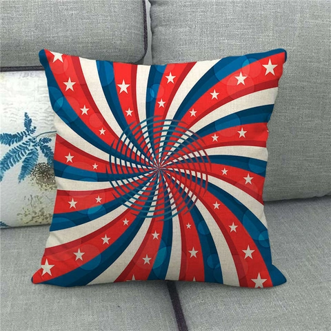 Kissenbezug Amerikanische Flagge Sterne Streifen Leinen Dekokissen Hülle Rot Weiß Blau Patriotisch Quadratisch