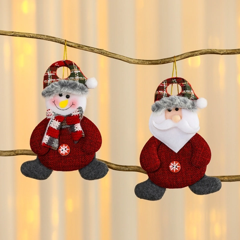 Set di Addobbi Natalizi in Peluche Babbo Natale Pupazzo di Neve Renna Orso Decorazioni in Stoffa per Albero di Natale Casa Festa