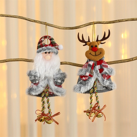 Ornamenti Appesi Di Natale In Peluche Con Campanelli Decorazione Per Albero Di Natale Babbo Natale Pupazzo Di Neve Renna Orso