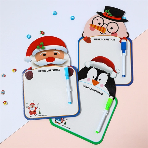 Pizarra Blanca Navidad Dibujos Animados Con Rotulador Borrable Y Cordón Papá Noel Muñeco De Nieve Reno Personajes