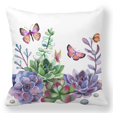 Aquarell Sukkulenten Kaktus Leinen Kissenbezug Dekorativer Kissenhülle Für Sofa Bett Minimalistische Botanische Dekoration