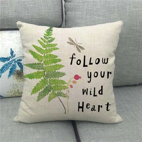 Linen Square Decorative Pillow Cover Bird Floral Animal Print For Sofa Home Decor Pastoral Style