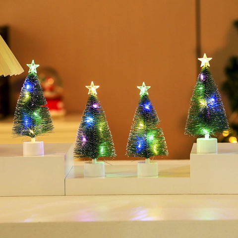 Mini LED Leuchtender Weihnachtsbaum Bunte Lichter Desktop Ornament Festliche Dekoration Künstlicher Baum