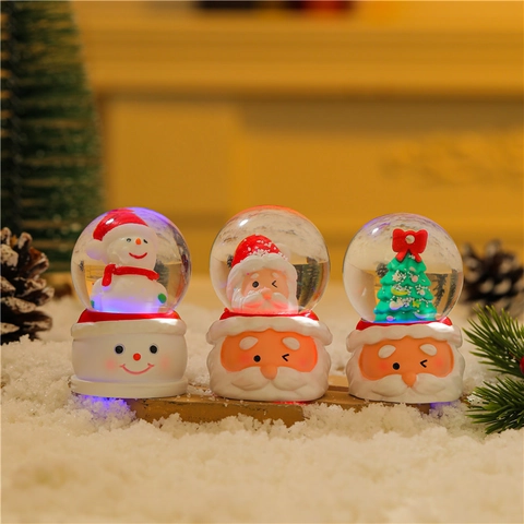 Weihnachts Schneekugel Leuchtende Kristallkugel LED Weihnachtsmann Schneemann Tannenbaum Harz Tischdeko Feiertagsgeschenk