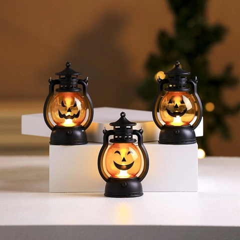 Halloween LED Pumpkin Lantern Retro Kerosene Lamp Portable Hanging Warm Light Desktop Decoration Party Atmosphere