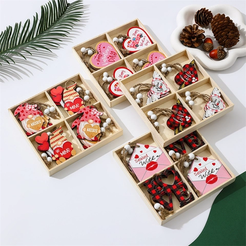 Pendenti Appesi In Legno Di San Valentino Cuore Gnomo Amore Busta Ornamenti Per Decorazioni Per Feste Romantiche Legno