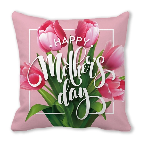 Mother's Day Decorative Pillowcase Peach Skin Velvet Square Cushion Cover Floral Heart Patterns For Sofa Home Decor Gift For Mom