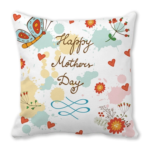 Muttertag Leinen Kissenbezug Quadratisch Dekorative Kissenhülle Mit Blumen Herz Muster Best Mom Geschenk Deko Ohne Füllung